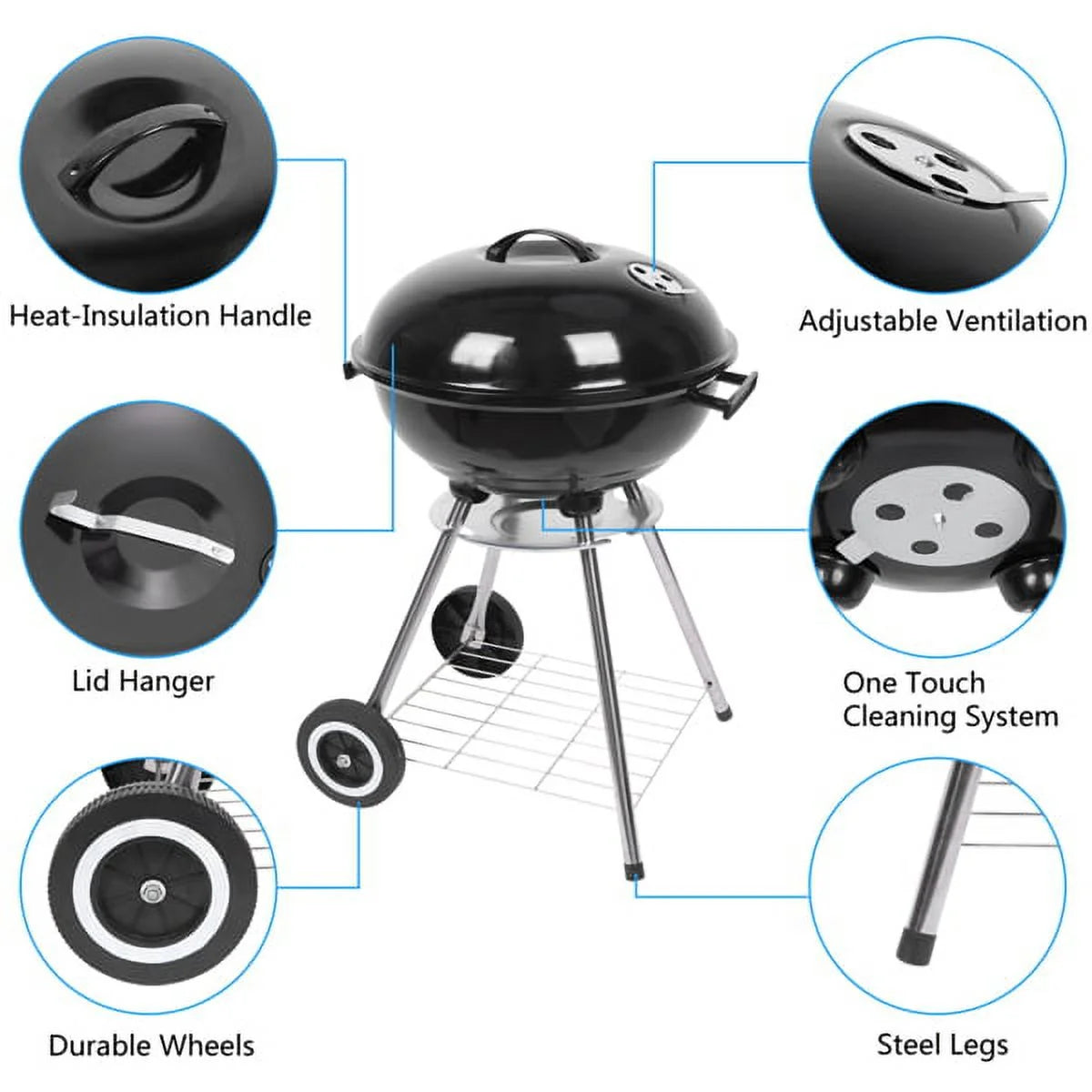 Charcoal Grill 18” Round Barbecue Grill I19870