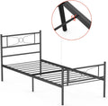 Black Twin Metal Platform Bed Frame with Headboard K597474