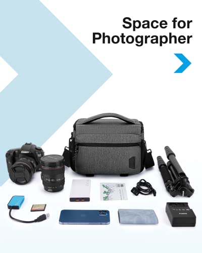 Compact Waterproof Camera Shoulder Bag with Tripod Holder, Black A394
