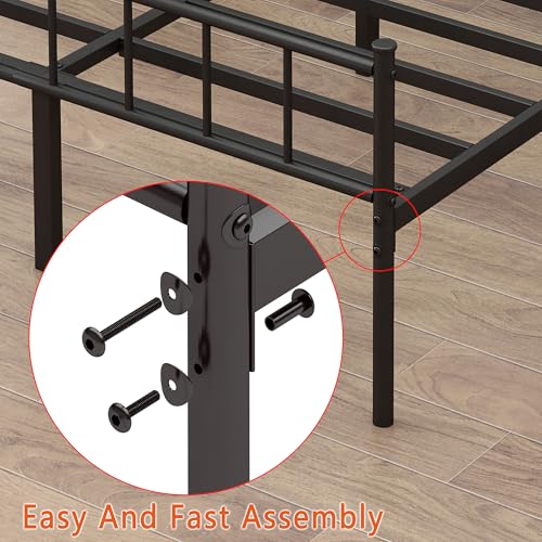 Full Metal Platform Bed Frame with Steel Slat Support R204