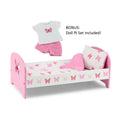 18 Inch Doll Bed with Matching Doll PJs Pajamas and 3 Piece Reversible Doll Bedding Set B3511
