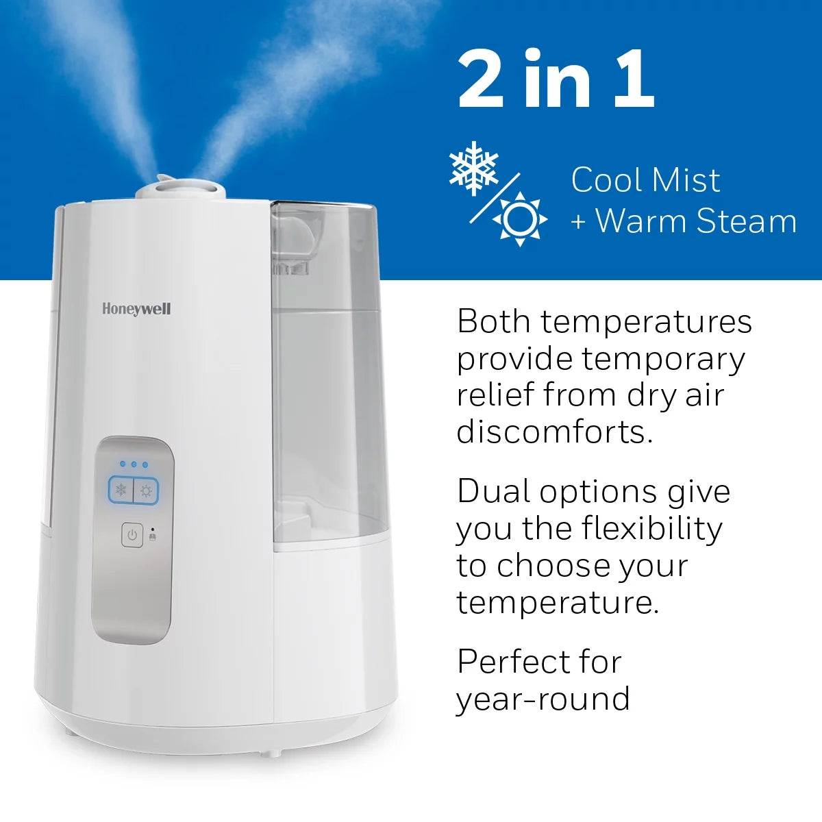 White Cool Warm Mist Humidifier, 600 sq ft V525756