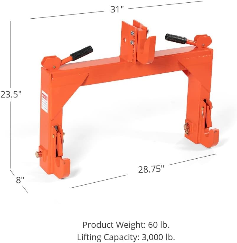 Orange Category 1 and 2 3 Point Quick Hitch W144