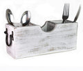 White Wood Silverware Holder Caddy L64019