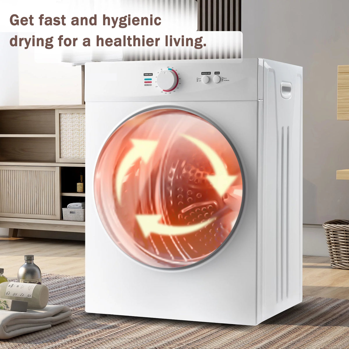 1020W 1.41cu ft Portable Front Load Electric Clothes Dryer with Stainless Steel Tub C39960