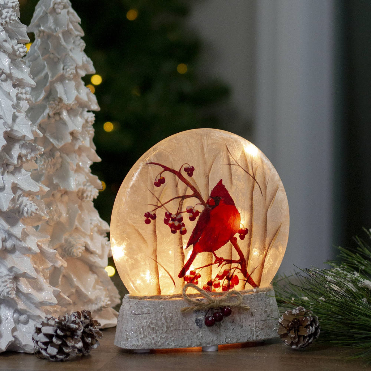 8x22 Brown and Red Lighted Christmas Tabletop Decoration P73174