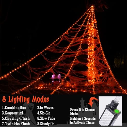 250 LED Purple Spider Web Lights with 8 Modes R164