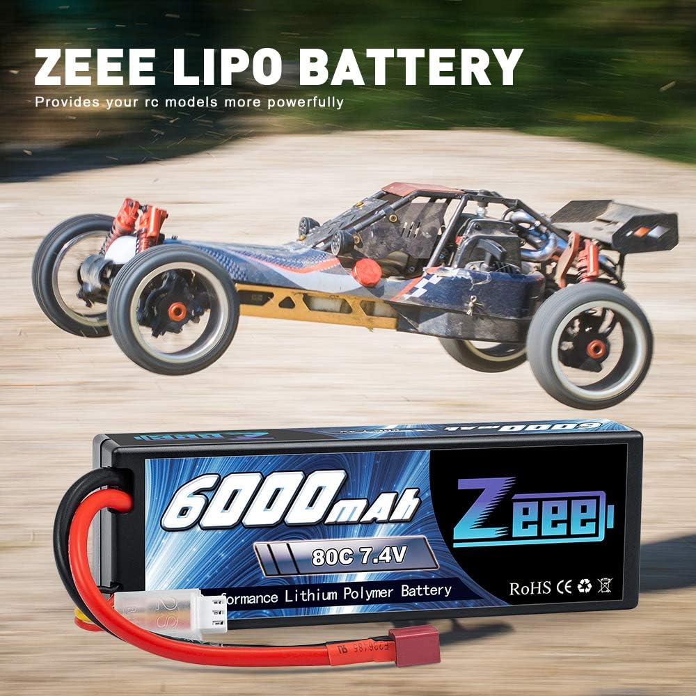 6000mAh 80C 2S 7.4V Hardcase Lipo Battery with Deans Connector (2 Pack) U952