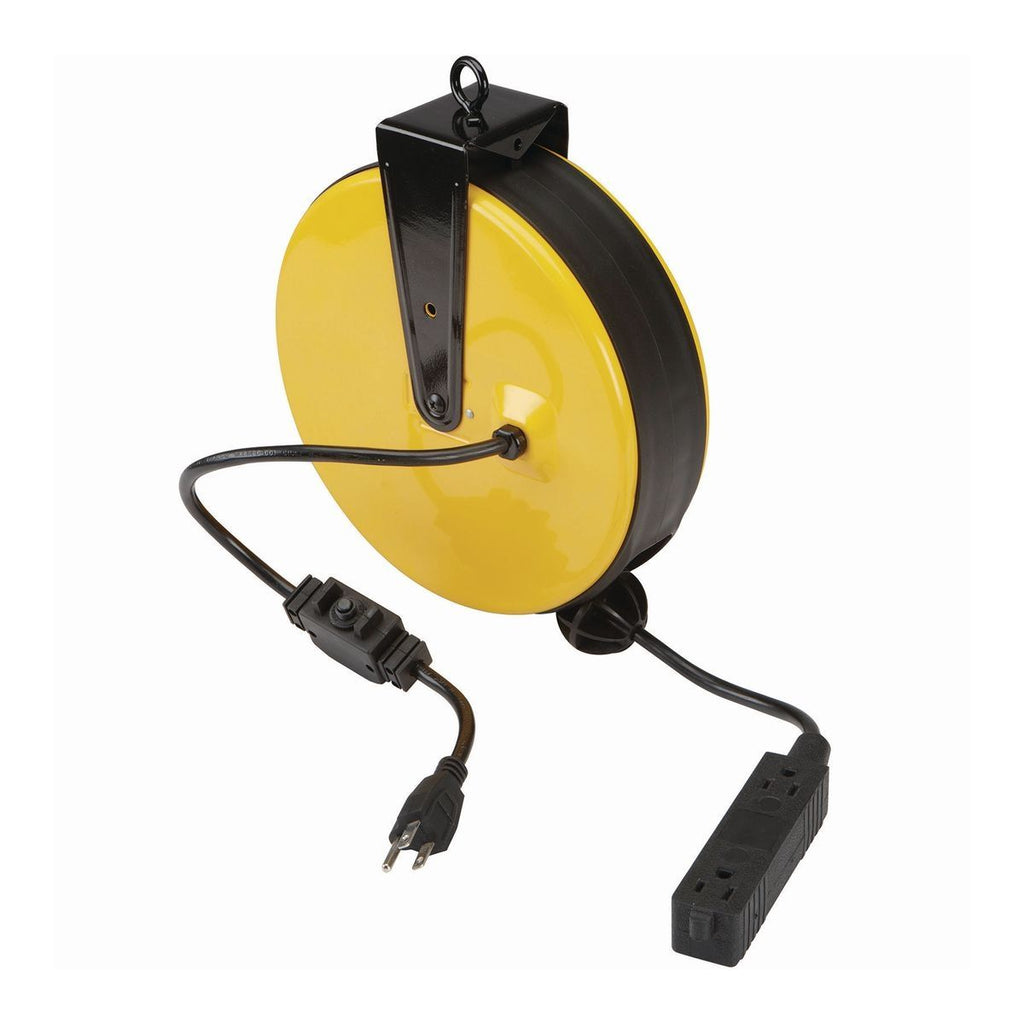 30 ft. Retractable Cord Reel with Triple Tap, Black Q1120