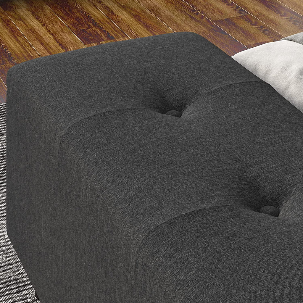 Queen Size Upholstered Platform Bed Frame with Storage Bench, Dark Grey J473386