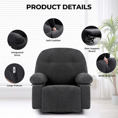 Oversized Manual Swivel Rocker Recliner Chair with Heat and USB R13008
