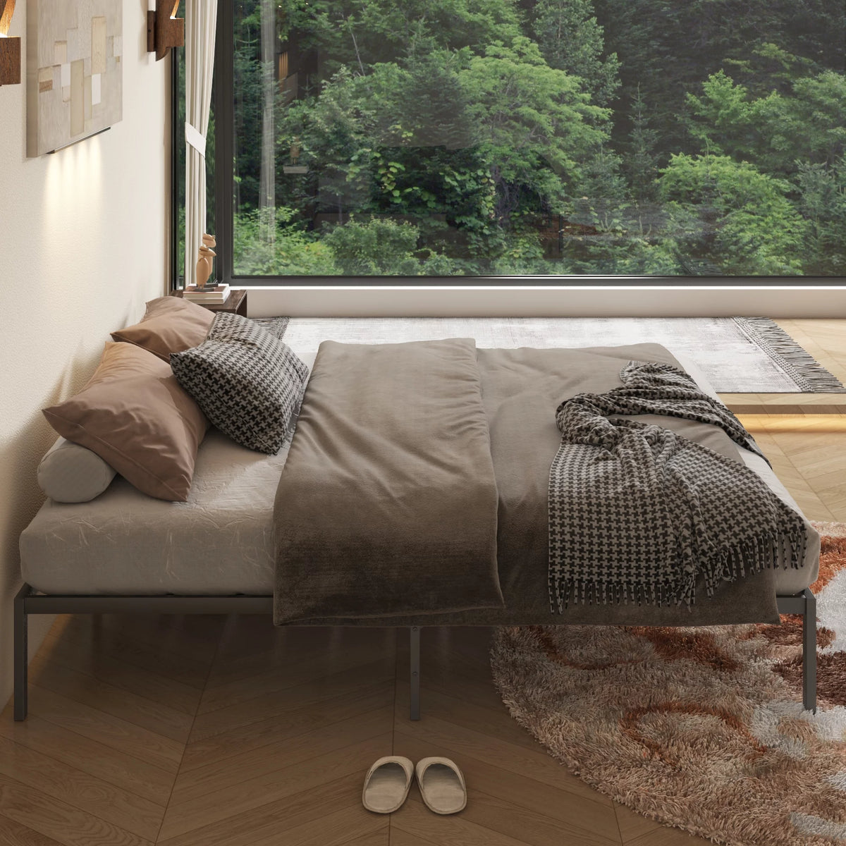 Black Metal Platform Bed Frame E869656