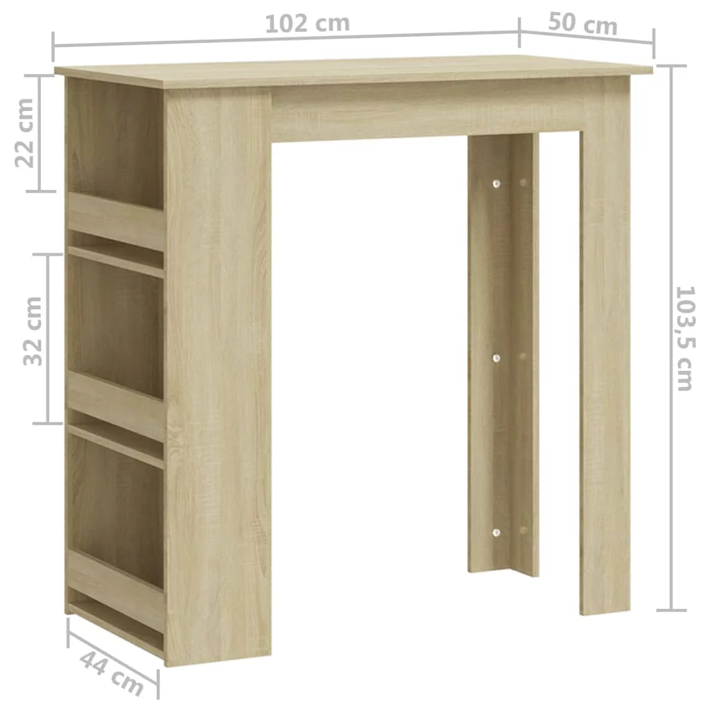 Bar Table with Storage Rack Engineered Wood C683353