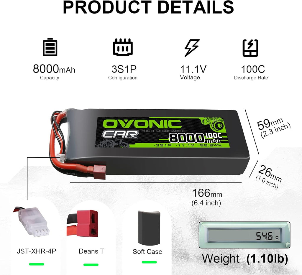 3S 8000mAh 11.1V Lipo Battery with XT60 Connector V10488
