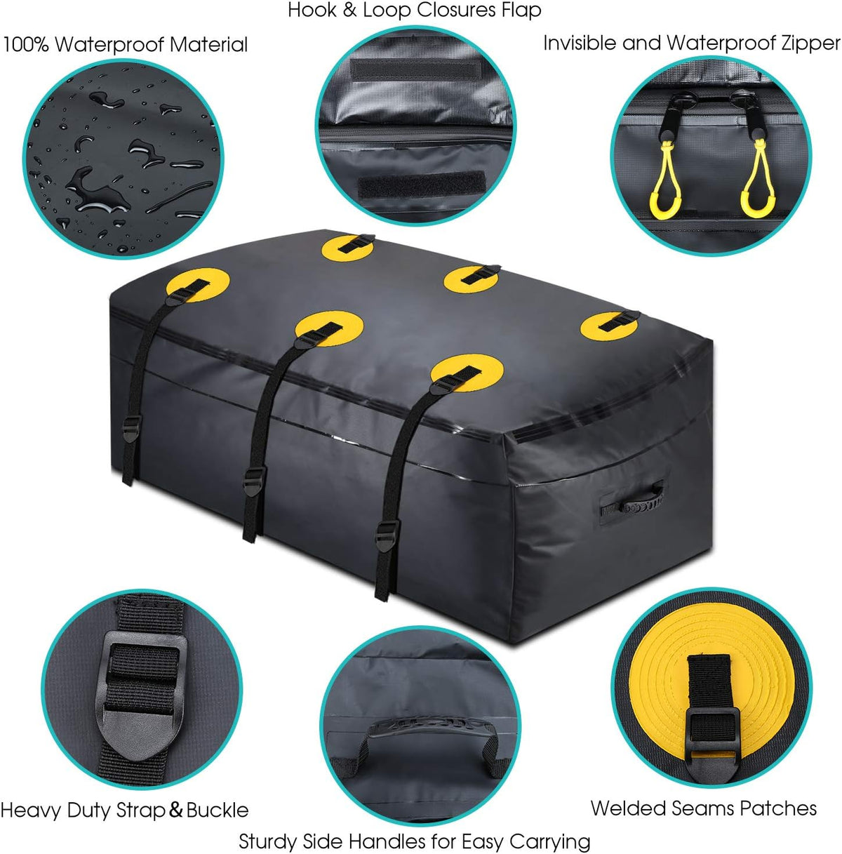100% Waterproof 22 Cu Ft Cargo Carrier Bag with 6 Reinforced Straps J432056