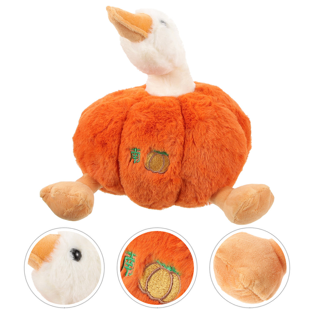 Plush Pumpkin Duck Stuffed Animal Doll W1679