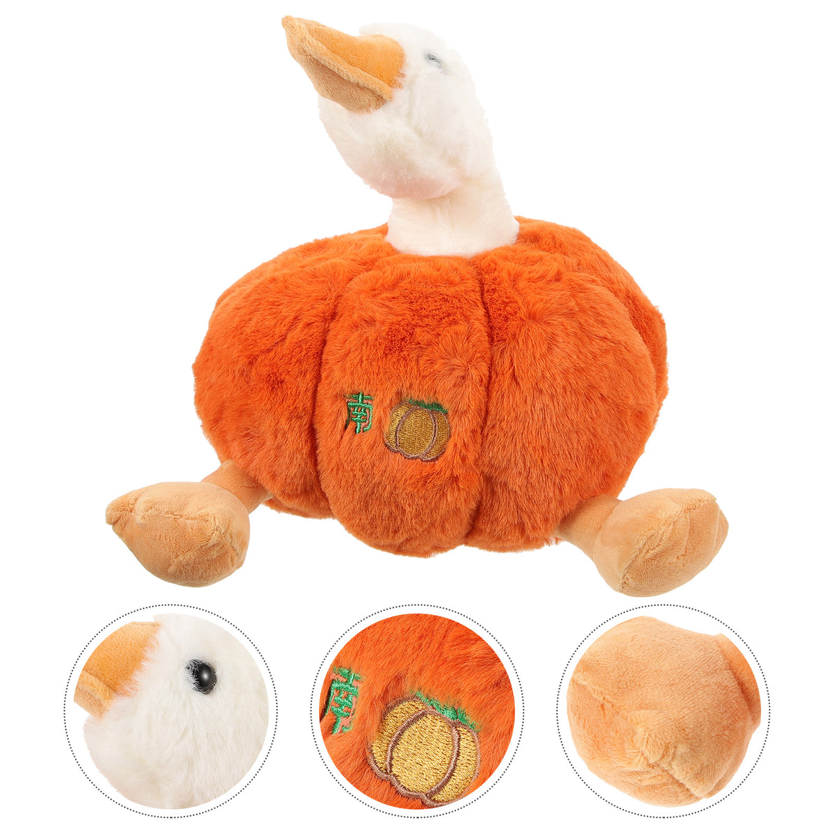 Plush Pumpkin Duck Stuffed Animal Doll W1679
