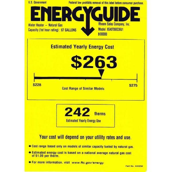 40 gal. Tall Natural Gas Water Heater F5244
