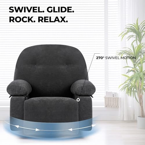 Oversized Manual Swivel Rocker Recliner Chair with Heat and USB R13008