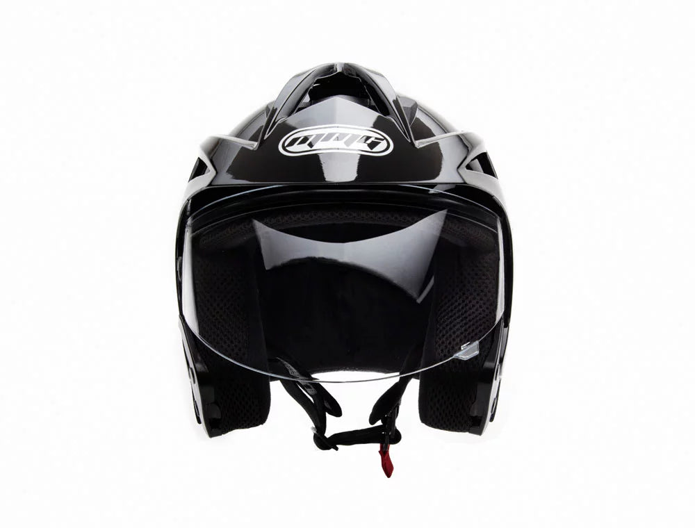 Open Face Helmet DOT Flip Up Shield Gloss Black Medium T6115