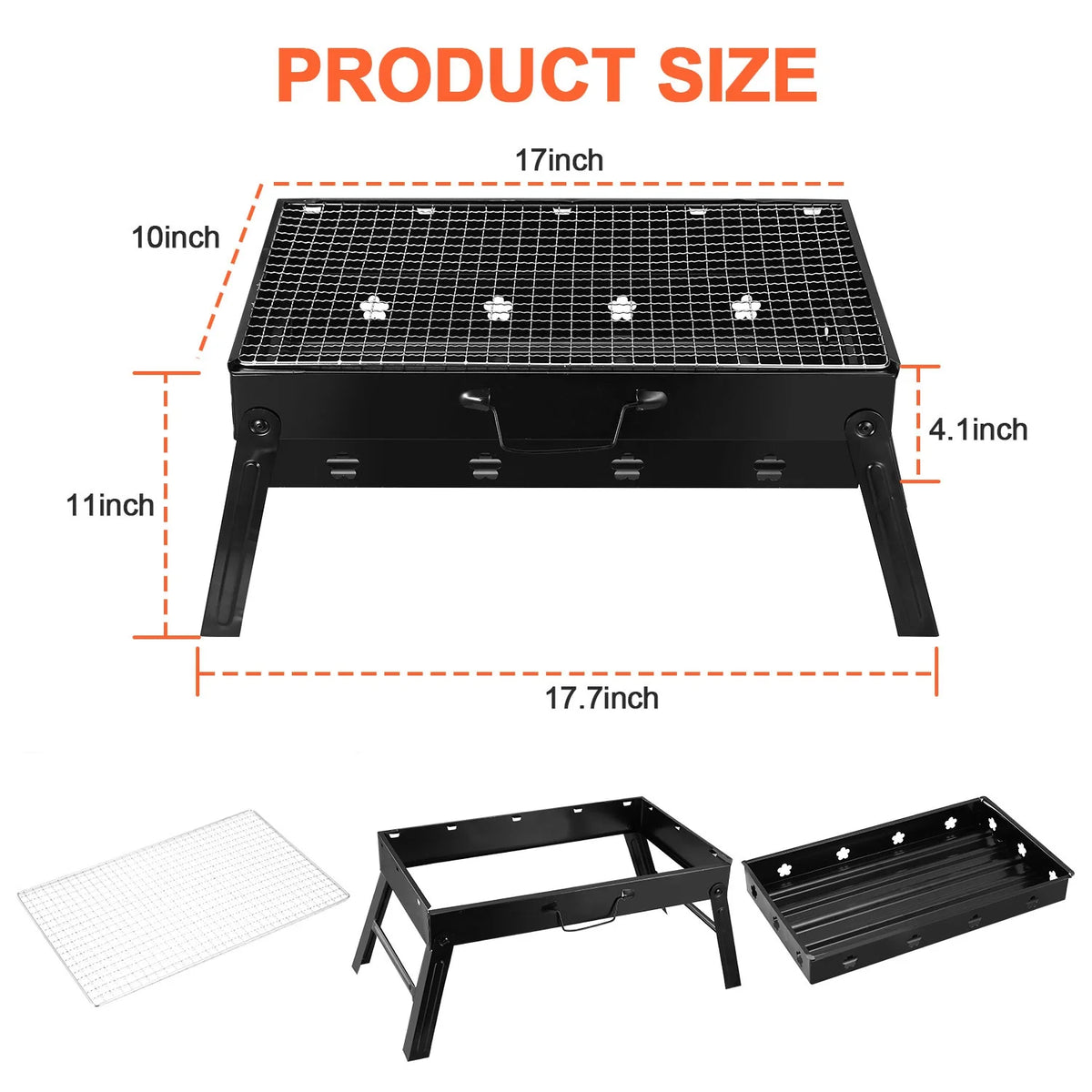 Charcoal Grill Portable Folding Stainless Steel Grill Z65380