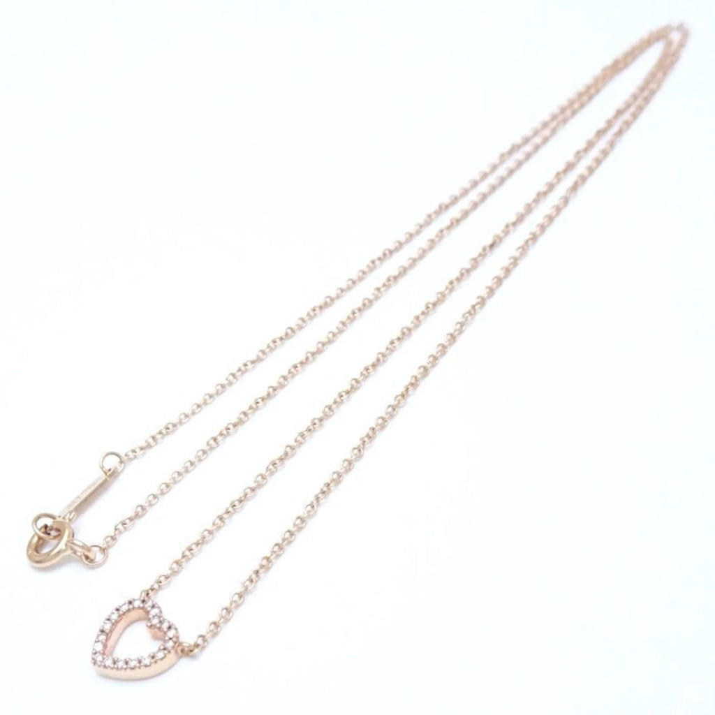 Tiffany Metro Heart Necklace Diamond Pink Gold Rose R990309