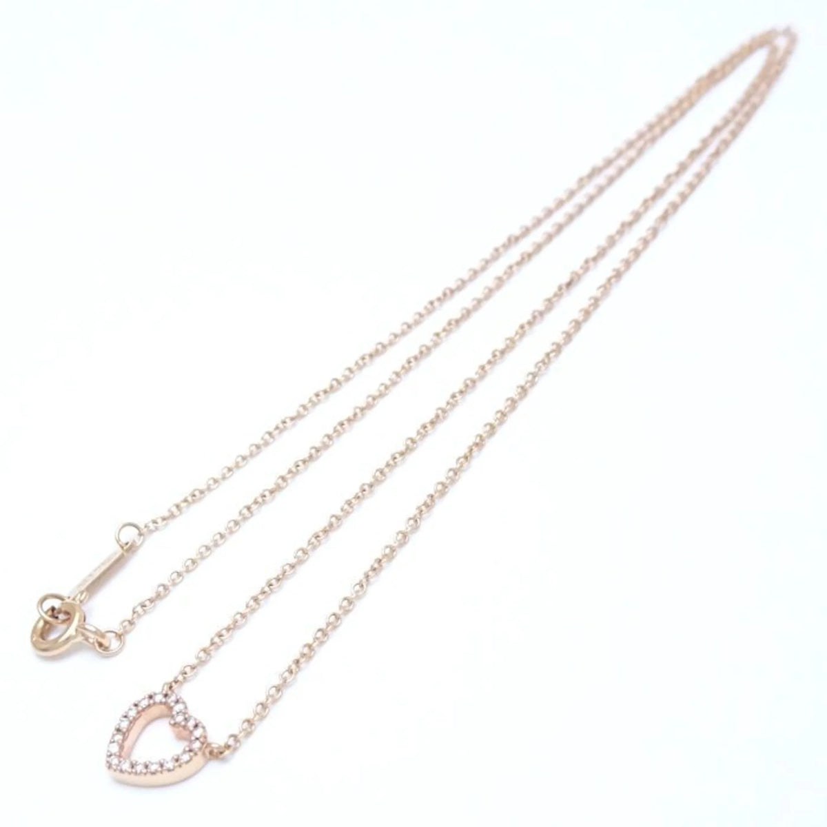 Tiffany Metro Heart Necklace Diamond Pink Gold Rose R990309