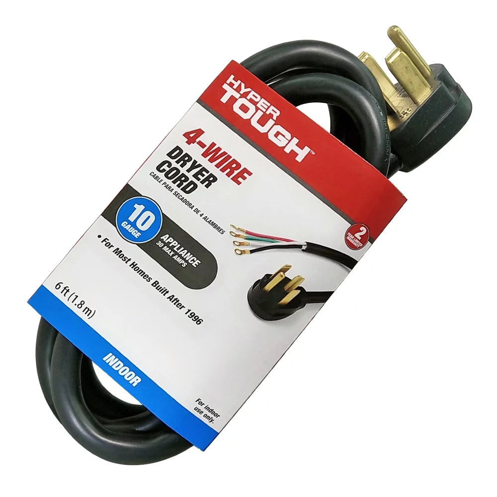 Black 6FT 10AWG 4 Prong Dryer Appliance Cord R888521