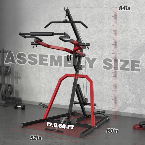 Leverage Gym Power Rack Squat Rack with LAT Low Row System Home Gym System Workout Station 2:1 Ratio O9866