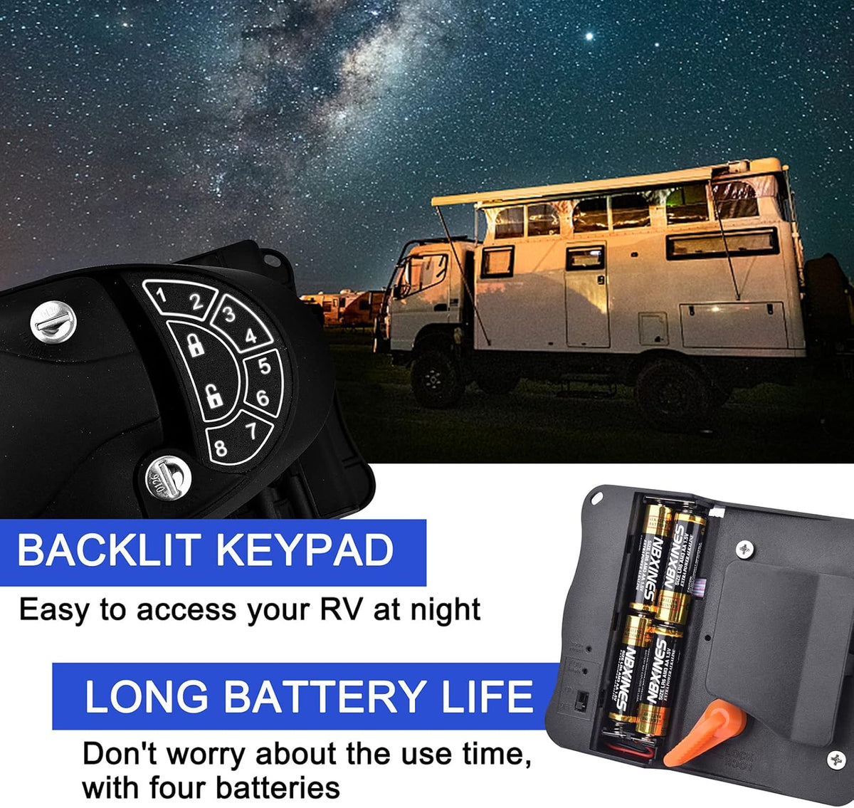 Waterproof Metal RV Keyless Entry Door Lock with Backlit Keypad Q484004