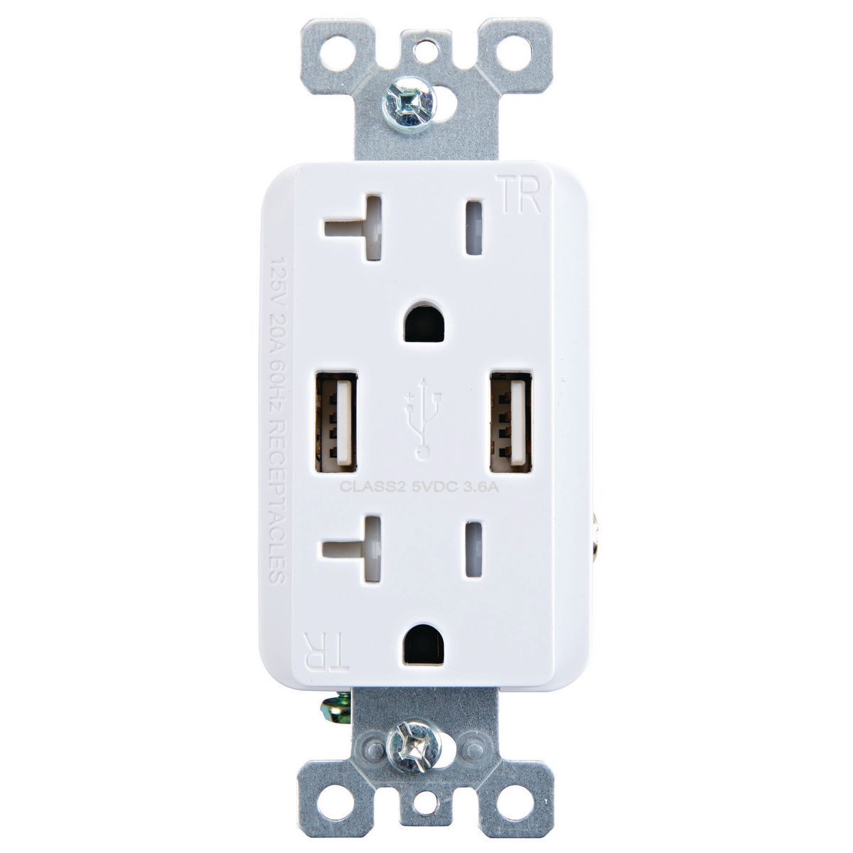 20 Amp 125v 2 USB Rapid Charging Outlet J7614