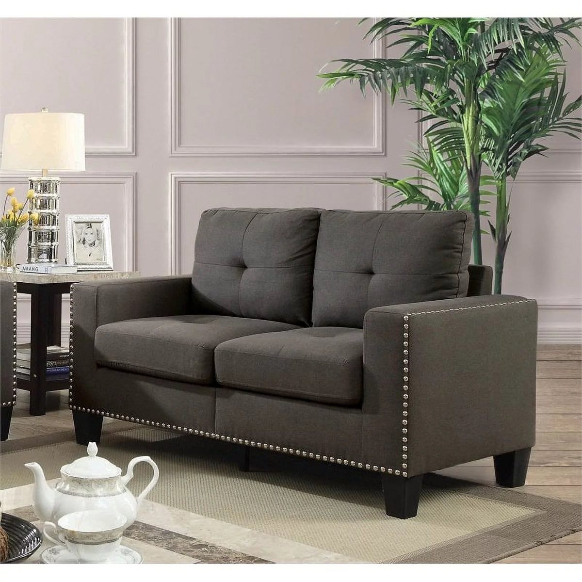 Gray Fabric 2-Piece Sofa Set Z4928