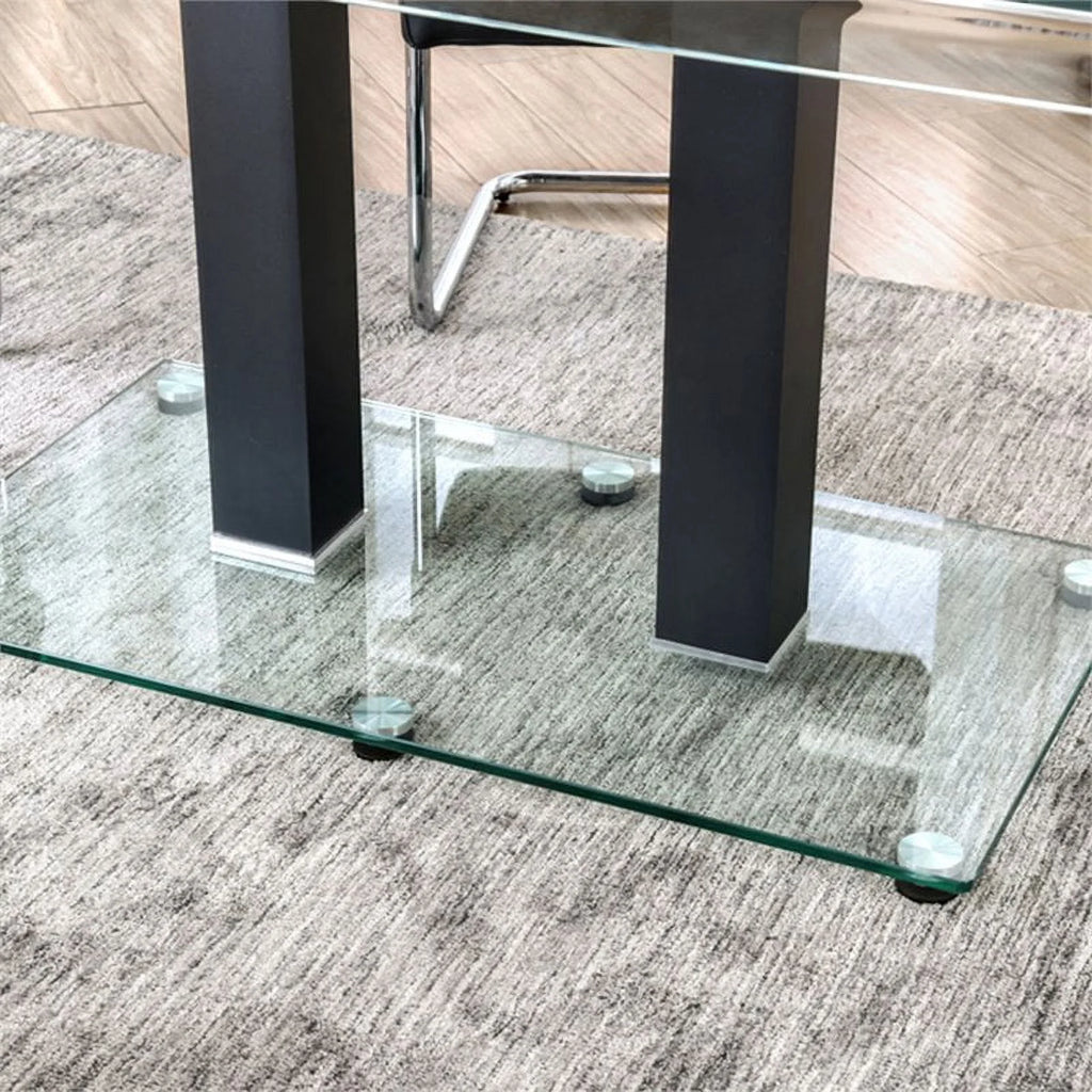 Glass Top Dining Table in Black and Silver E681835