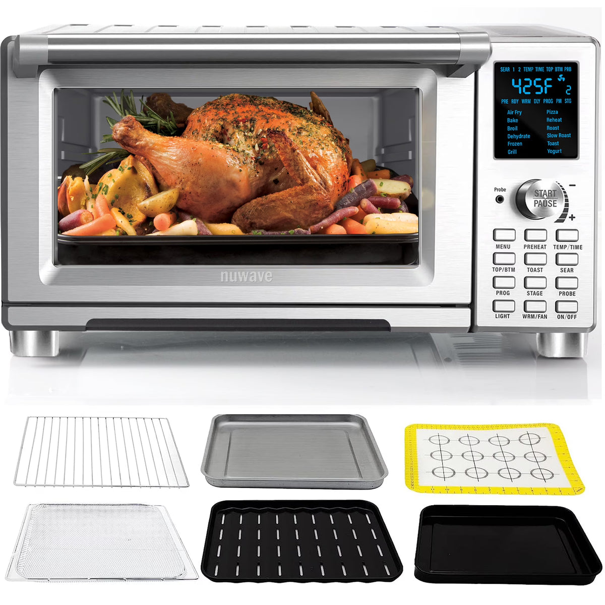 NuWave Bravo XL 30 QT Air Fryer Toaster Oven Combo with Temperature Probe X78544
