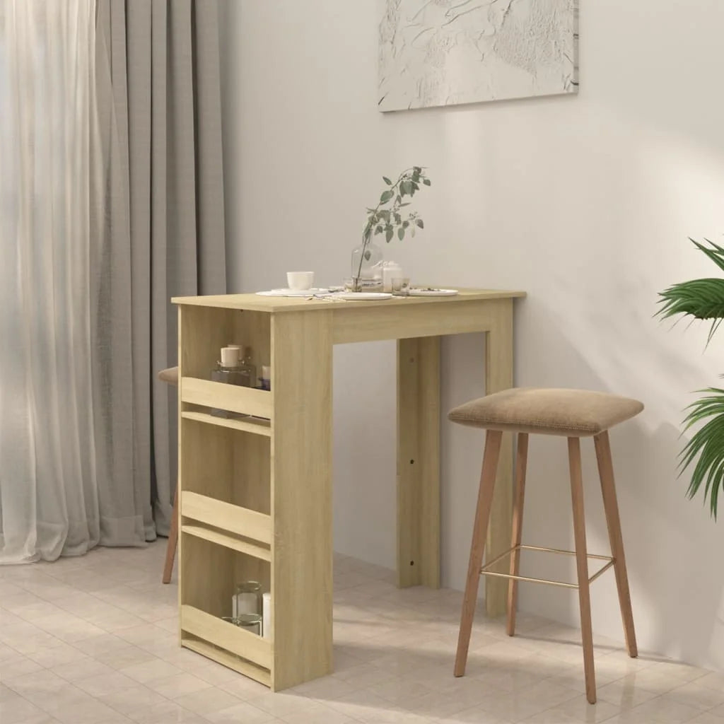 Bar Table with Storage Rack Engineered Wood C683353