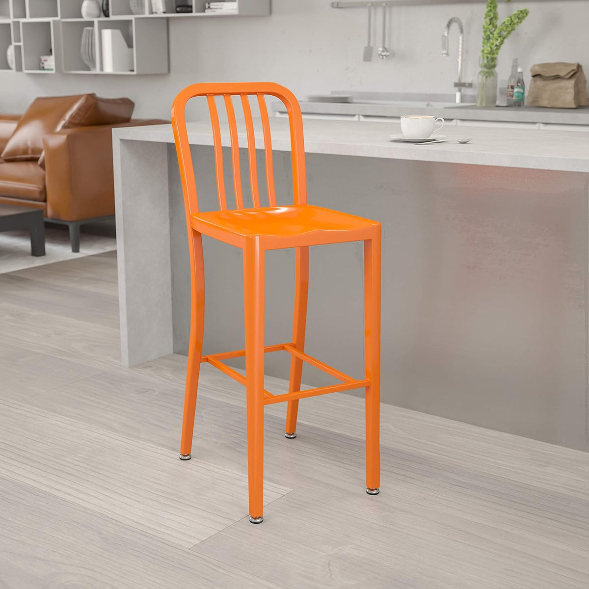 Red Metal Indoor-Outdoor Barstool Y491026