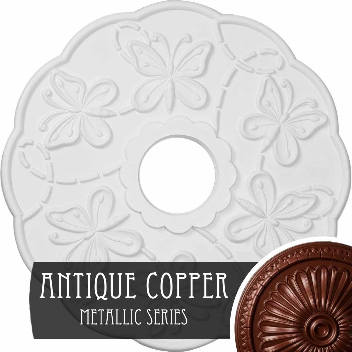 Hand-Painted Hickory Butterfly Ceiling Medallion D8293