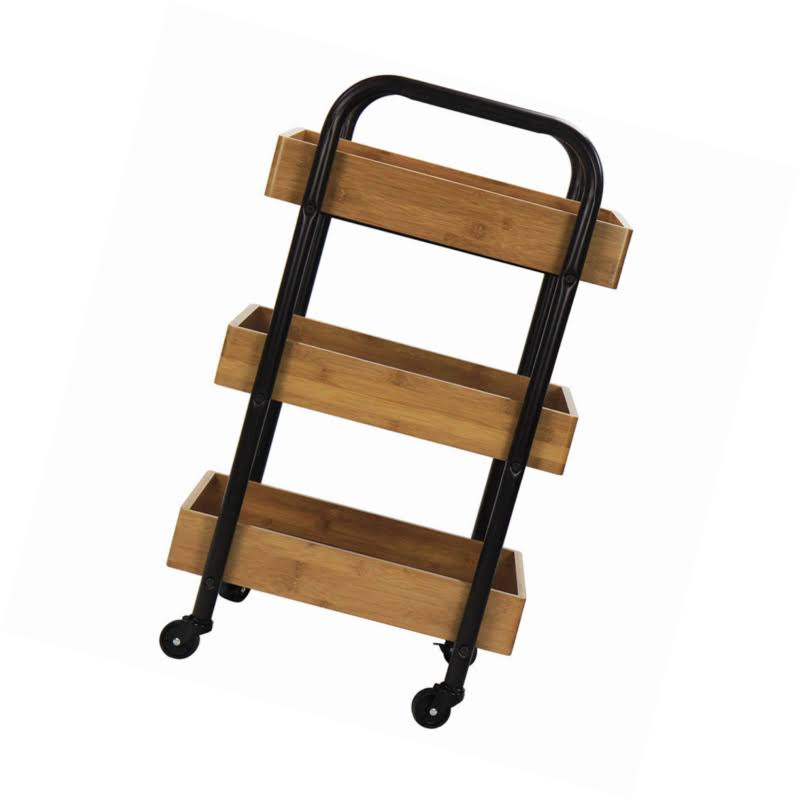 Portable Storage Cart with 3 Removable Bamboo Trays E8426
