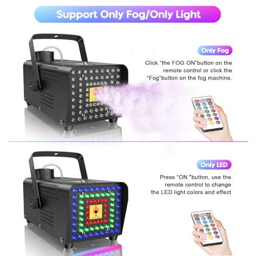500W 2000CFM Fog Machine with 72 LED Lights and Wireless Remote Control Y12547