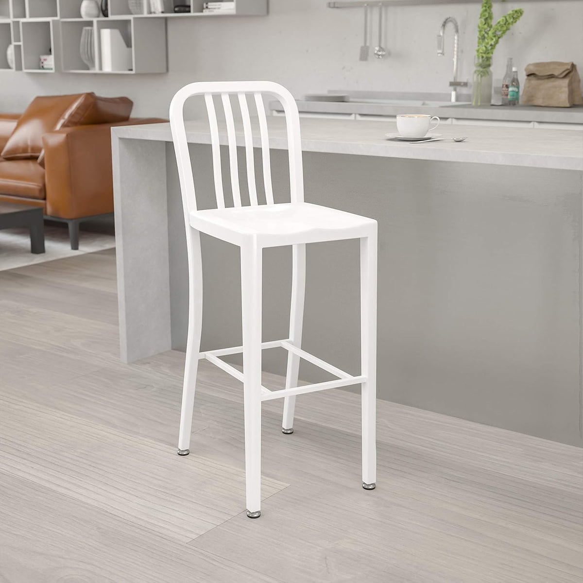 Red Metal Indoor-Outdoor Barstool Y491026