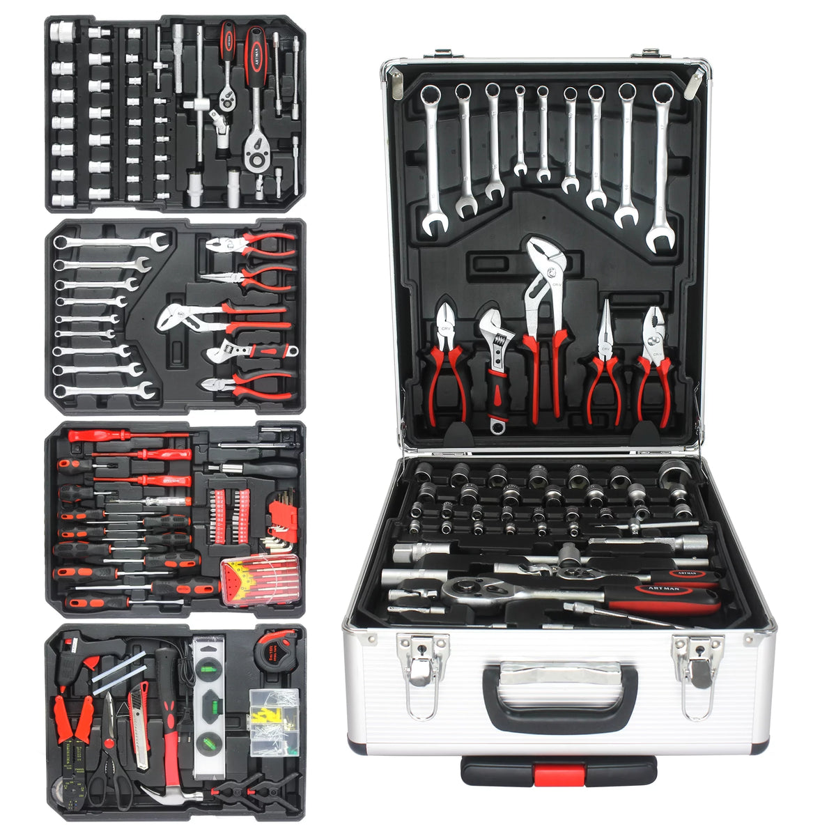 899PCS White Hand Tool Set with Rolling Tool Box M83750