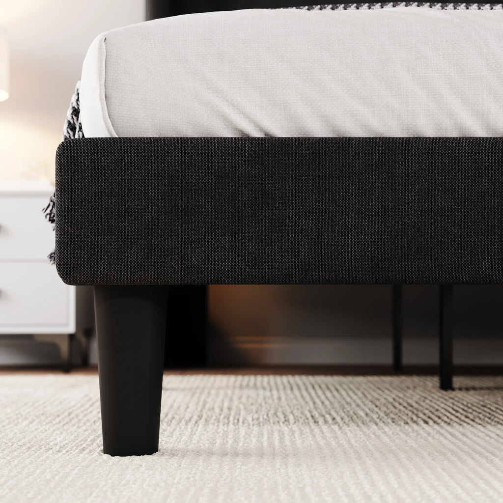 Queen Size Dark Grey Upholstered Platform Bed Frame G563949