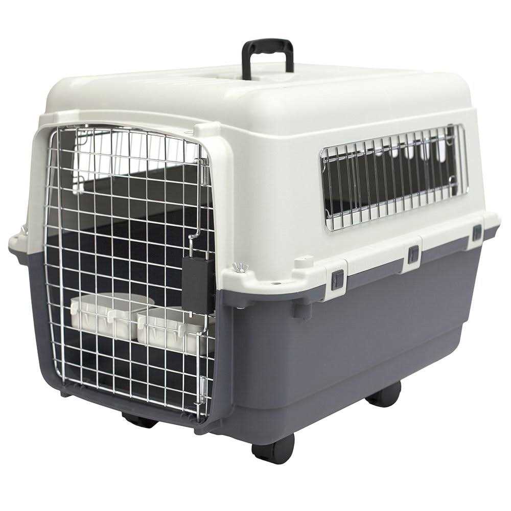 Plastic Kennels Rolling Wire Door Travel Dog Crate R3661