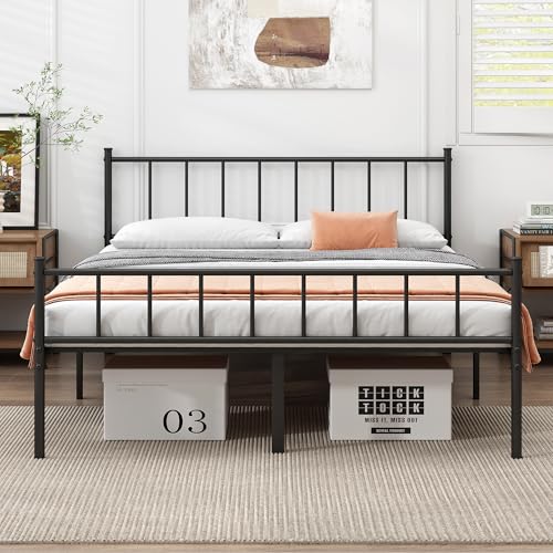 Full Metal Platform Bed Frame with Steel Slat Support R204