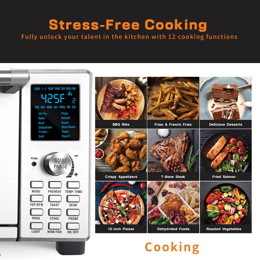 NuWave Bravo XL 30 QT Air Fryer Toaster Oven Combo with Temperature Probe X78544