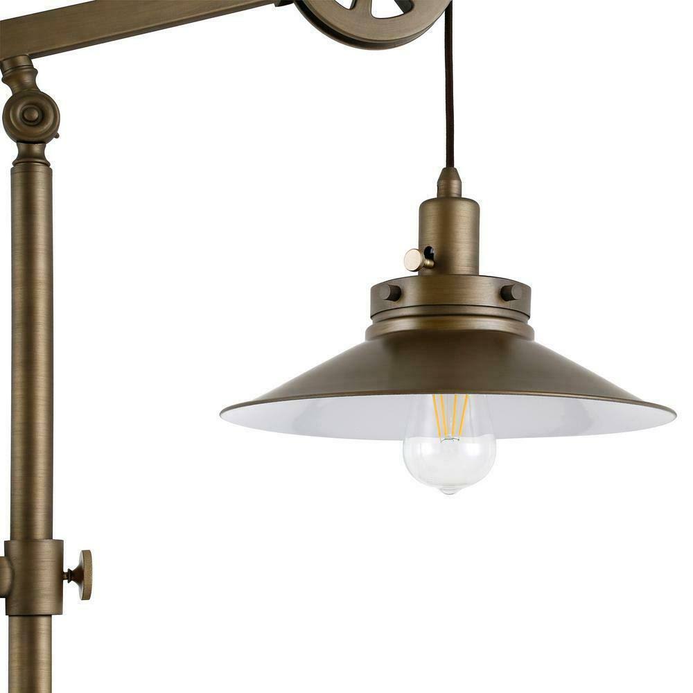 Brushed Brass Wide Brim Floor Lamp with Pulley System Y30873