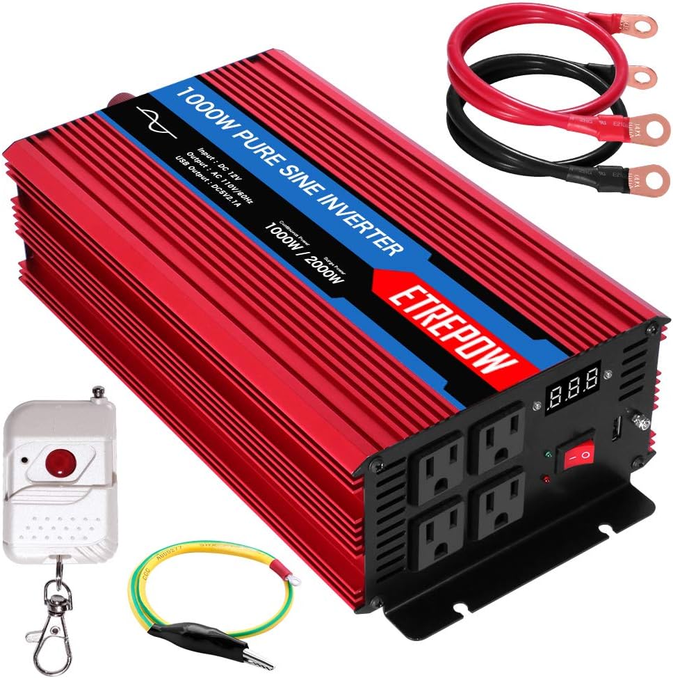 2000 Watt Pure Sine Wave Power Inverter 12V DC to 110V AC G912829