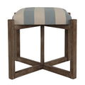 Blue and White Striped Square Ottoman D519119