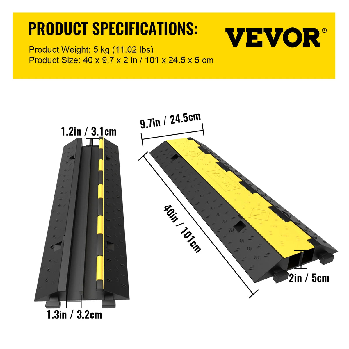 2 Packs 2 Channels Rubber Cable Protector Ramp X431820