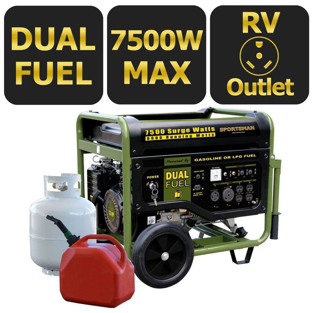 7500 Watts Dual Fuel Portable Generator L737